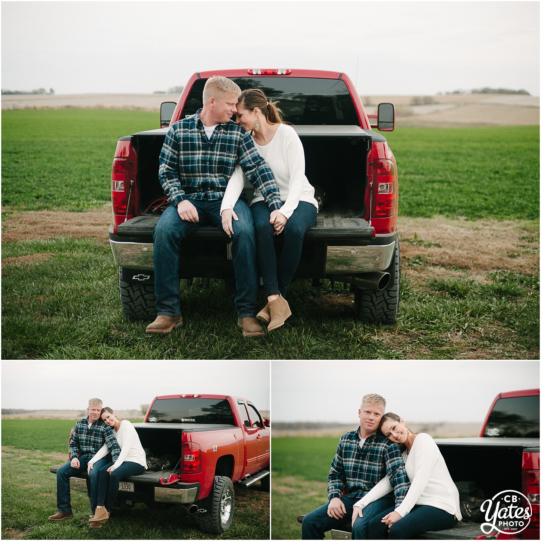 red-truck-engagement-photography