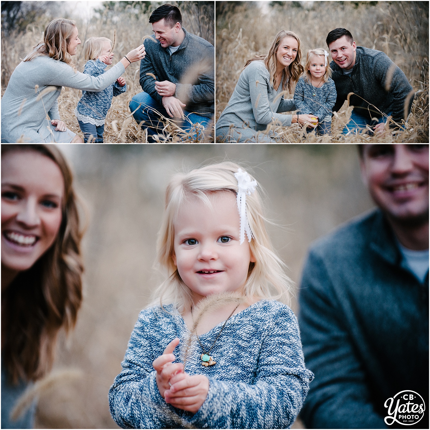 Fall tall grass family photography